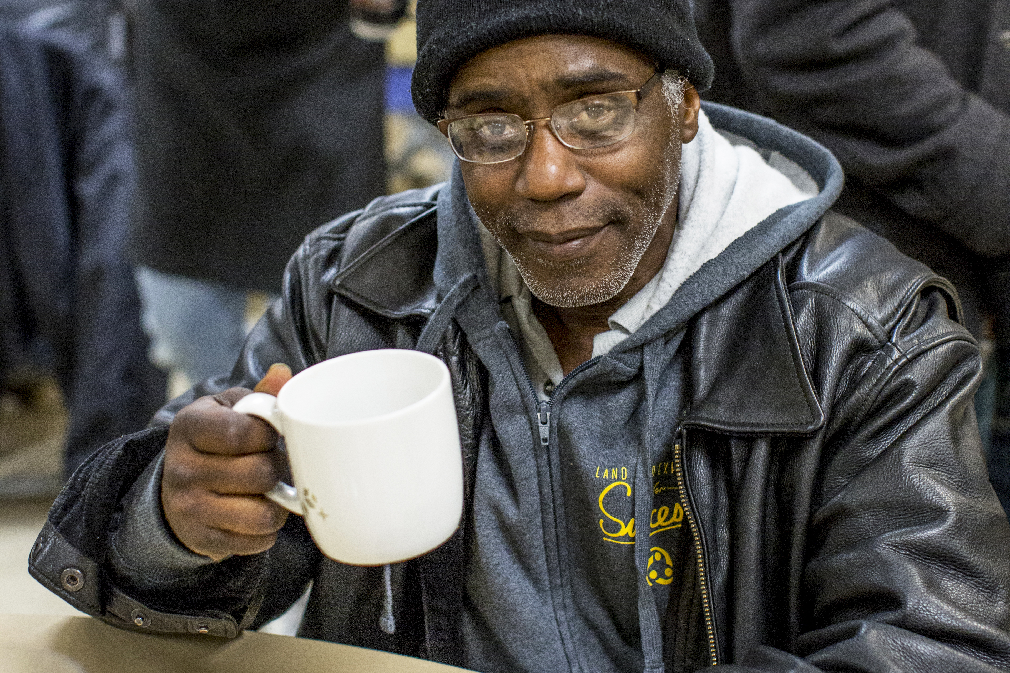 Homeless Man at Food Shelter