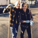 Andrew Hall (left) serving in downtown Portland with fellow staff member Erin Fowler.